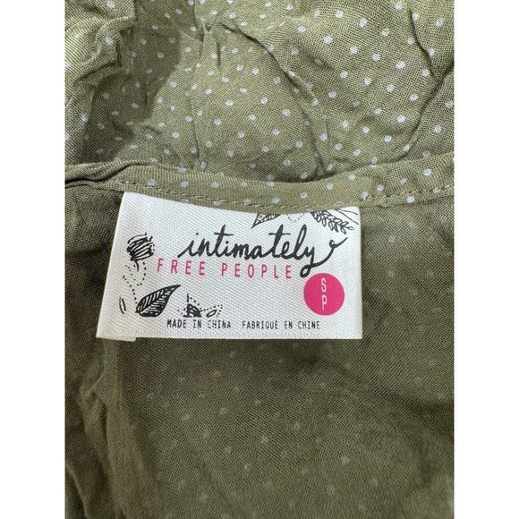 EUC Intimately Free People green polka dots lace boho flowy hippie shirt Size S+ - Picture 6 of 8